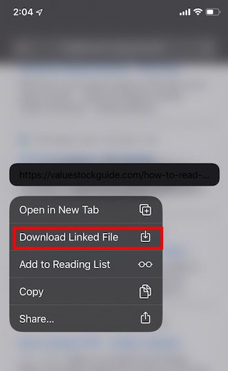 iOS 13 Safari Download option